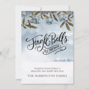 Cartes Pour Fêtes Annuelles Aquarelle Jingle Bells Joyeuse neige de Noël