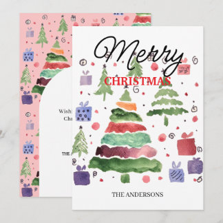 Cartes Pour Fêtes Annuelles Aquarelle Joyeuse Rouge Vert Violet Bleu