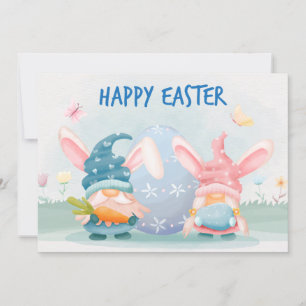 Cartes Pour Fêtes Annuelles Aquarelle Joyeux Gnomes de Pâques