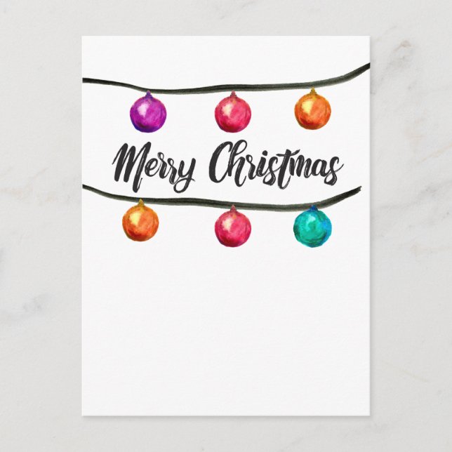 Cartes Pour Fêtes Annuelles Aquarelle, Joyeux Noël, Boules d'ornement (Devant)