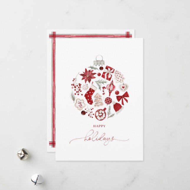 Cartes Pour Fêtes Annuelles Aquarelle Joyeux Noël de Noël (Devant/Arrière en situation)