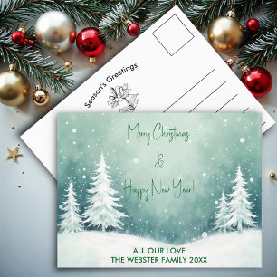 Cartes Pour Fêtes Annuelles Aquarelle Joyeux Noël et Bonne Année