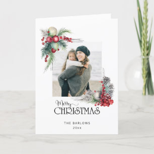 Cartes Pour Fêtes Annuelles Aquarelle Joyeux Noël Floral Photo
