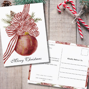 Cartes Pour Fêtes Annuelles Aquarelle Joyeux Noël Ornement Typographie