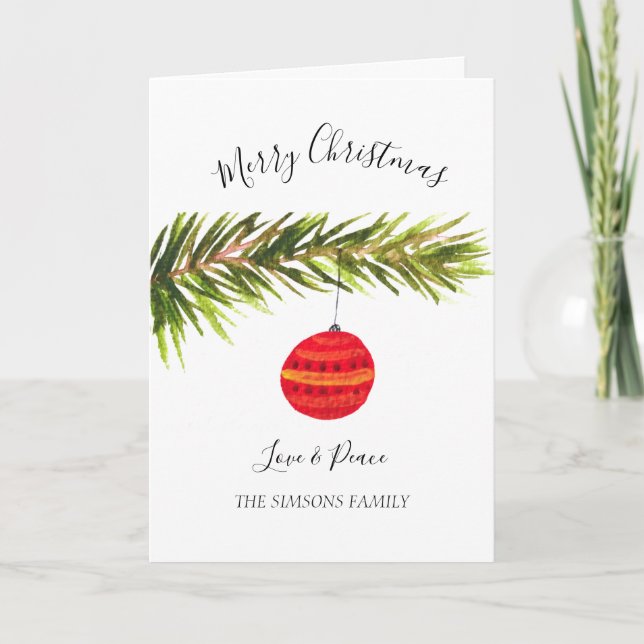 Cartes Pour Fêtes Annuelles Aquarelle Joyeux sapin de Noël Joyeux et lumineux (Devant)