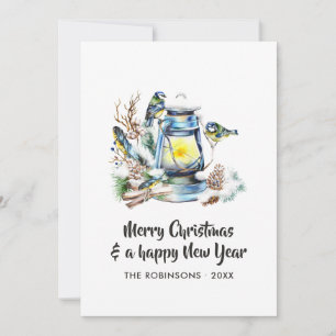 Cartes Pour Fêtes Annuelles Aquarelle Lanterne de Noël Famille Photo Collage