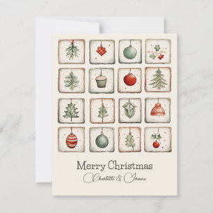 Cartes Pour Fêtes Annuelles Aquarelle Lineart Motif de Noël