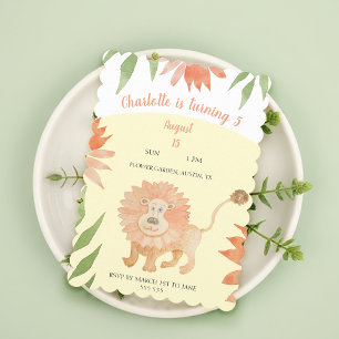 Cartes Pour Fêtes Annuelles Aquarelle Lion bébé peinte à la main