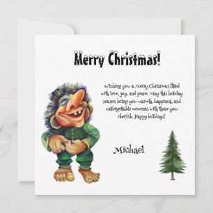 Cartes Pour Fêtes Annuelles Aquarelle Magique Funny Whimsical Troll