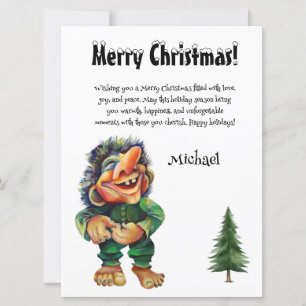 Cartes Pour Fêtes Annuelles Aquarelle Magique Funny Whimsical Troll