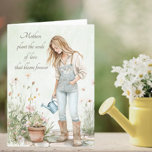 Cartes Pour Fêtes Annuelles Aquarelle Maman Jeune Verte Cadeau Personnalisé Fê