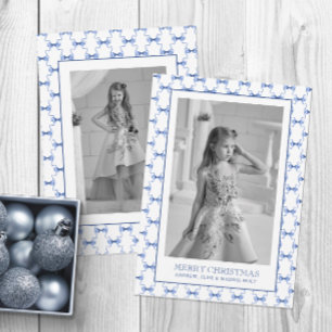 Cartes Pour Fêtes Annuelles Aquarelle Marine Blue Bows Photo de Noël