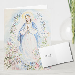 Cartes Pour Fêtes Annuelles Aquarelle Mère Marie Religieux Catholique Floral
