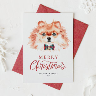 Cartes Pour Fêtes Annuelles Aquarelle mignonne Chien roumain Joyeux Noël