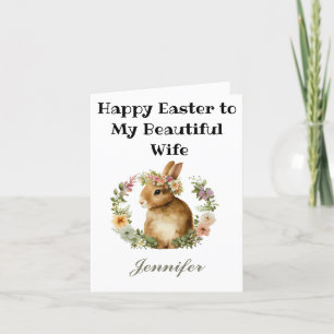 Cartes Pour Fêtes Annuelles Aquarelle mignonne heureux Lapin de Pâques Florale