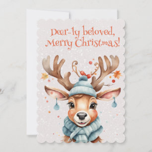 Cartes Pour Fêtes Annuelles Aquarelle mignonne Joyeux rennes de Noël
