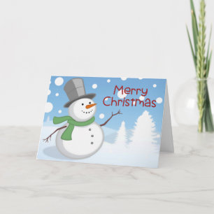 Cartes Pour Fêtes Annuelles Aquarelle mignonne Snowman Joyeux Noël Plié Hol