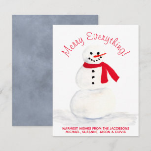 Cartes Pour Fêtes Annuelles Aquarelle mignonne Snowman Joyeux Tout Festif