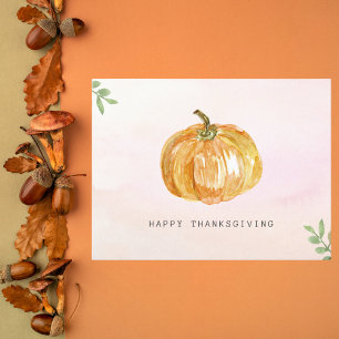 Cartes Pour Fêtes Annuelles Aquarelle minimaliste Citrouille Thanksgiving