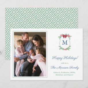 Cartes Pour Fêtes Annuelles Aquarelle minimaliste Crête de Noël Photo de famil