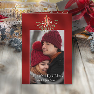 Cartes Pour Fêtes Annuelles Aquarelle minimaliste Mistletoe photo de Noël