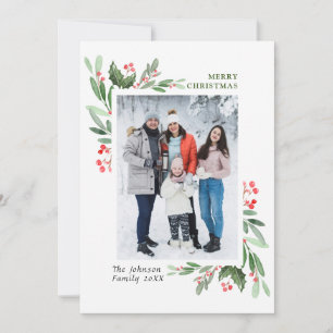 Cartes Pour Fêtes Annuelles Aquarelle Mistletoe Holly Berry Photo de Noël