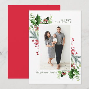 Cartes Pour Fêtes Annuelles Aquarelle Mistletoe Holly Berry Photo de Noël