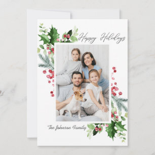 Cartes Pour Fêtes Annuelles Aquarelle Mistletoe Holly Berry Photo de Noël