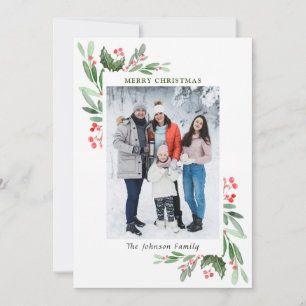 Cartes Pour Fêtes Annuelles Aquarelle Mistletoe Holly Berry Photo de Noël