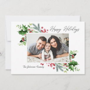 Cartes Pour Fêtes Annuelles Aquarelle Mistletoe Holly Berry Photo de Noël