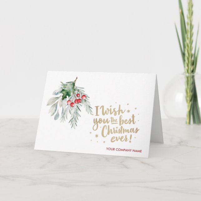 Cartes Pour Fêtes Annuelles Aquarelle Mistletoe Vous Souhaite Le Meilleur (Devant)