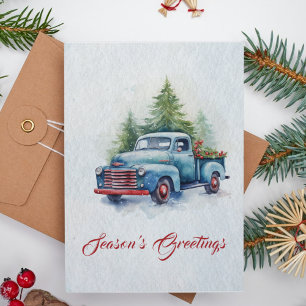 Cartes Pour Fêtes Annuelles Aquarelle moderne Arbre rustique Joyeux Noël