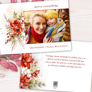 Cartes Pour Fêtes Annuelles Aquarelle moderne chic Photo botanique de Noël