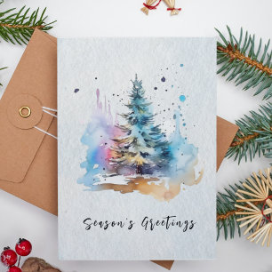 Cartes Pour Fêtes Annuelles Aquarelle moderne élégant Arbre Joyeux Noël