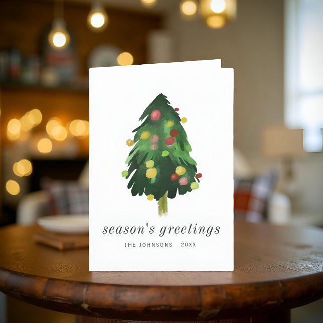 Cartes Pour Fêtes Annuelles Aquarelle moderne élégant sapin de Noël (Créateur téléchargé)