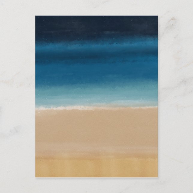 Cartes Pour Fêtes Annuelles Aquarelle moderne Gold Blue Beach (Devant)