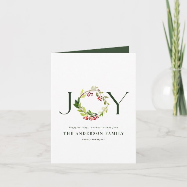 Cartes Pour Fêtes Annuelles Aquarelle moderne joie botanique chic élégant (Devant)