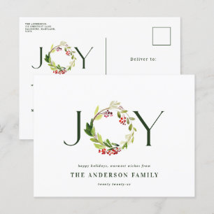 Cartes Pour Fêtes Annuelles Aquarelle moderne joie botanique élégante vacances