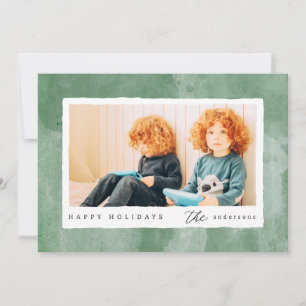 Cartes Pour Fêtes Annuelles Aquarelle moderne Joyeux vacances Photo de famille