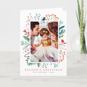 Cartes Pour Fêtes Annuelles Aquarelle moderne Noël Feuillage Botaniques