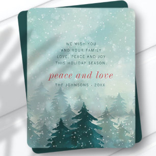 Cartes Pour Fêtes Annuelles Aquarelle moderne Noël Forêt de neige d'hiver