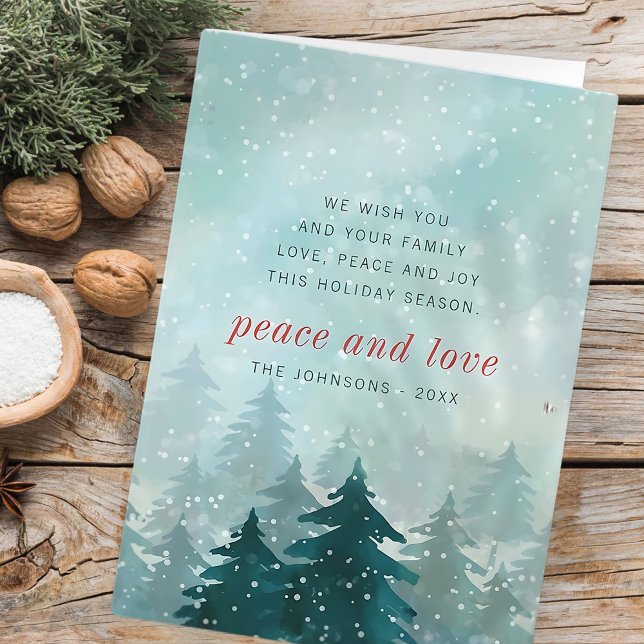 Cartes Pour Fêtes Annuelles Aquarelle moderne Noël Forêt de neige d'hiver (Créateur téléchargé)
