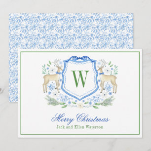 Cartes Pour Fêtes Annuelles Aquarelle Monogramme Arête initiale de rennes