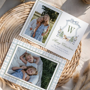 Cartes Pour Fêtes Annuelles Aquarelle Monogramme Premier Cimetière Photo