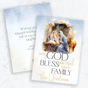 Cartes Pour Fêtes Annuelles Aquarelle Nativité Scène Bébé Jésus Noël