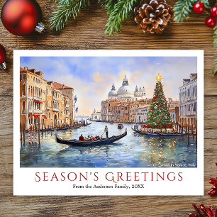 Cartes Pour Fêtes Annuelles Aquarelle Noël à Venise Italie Voyage