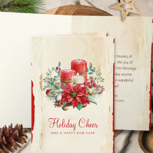 Cartes Pour Fêtes Annuelles Aquarelle Noël Berry Vert Rouge Poinsettia