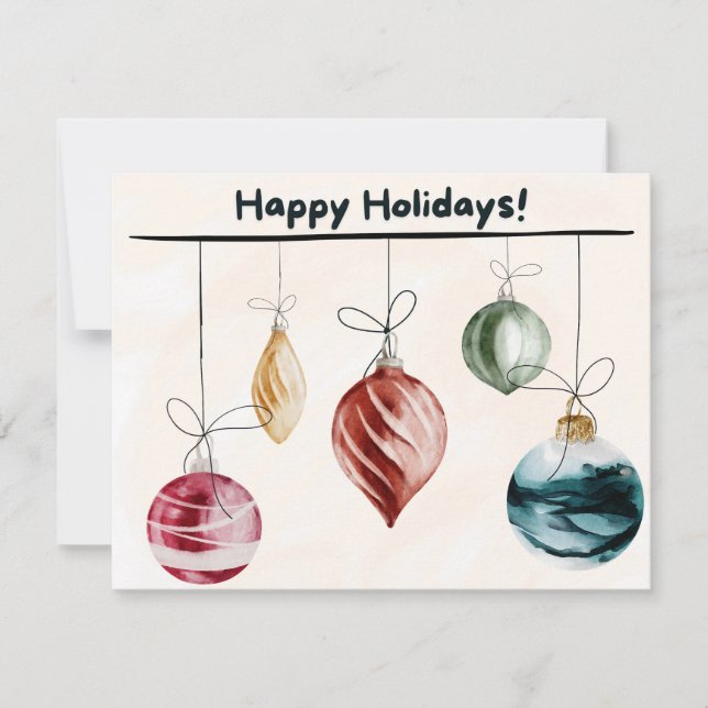 Cartes Pour Fêtes Annuelles Aquarelle Noël bulles heureux (Devant)