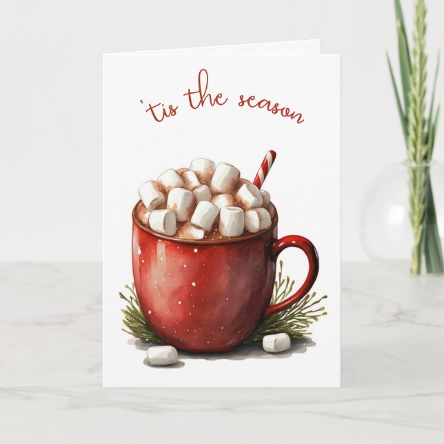Cartes Pour Fêtes Annuelles Aquarelle Noël Chocolat chaud (Devant)