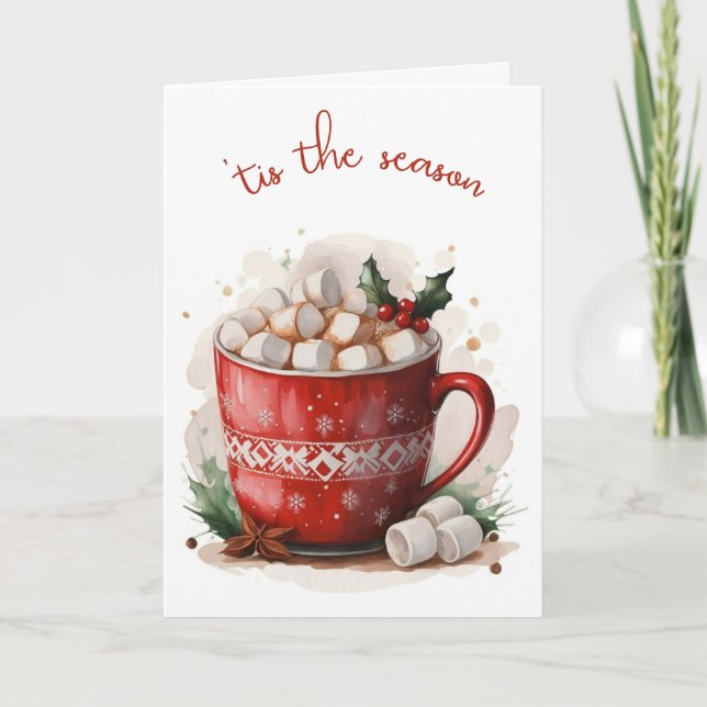 Cartes Pour Fêtes Annuelles Aquarelle Noël Chocolat chaud (Devant)